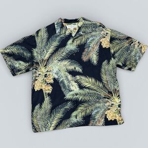 Tommy Bahama Palm Leaf Print Silk Button-Up Shirt